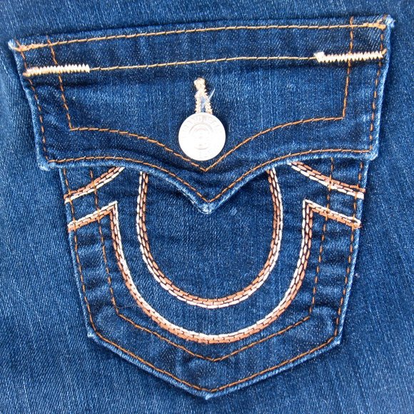 True Religion Boot Cut Dark Wash Flap Pocket Sz 26 - Picture 4 of 8